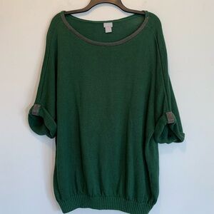 Chico’s Linen Cotton Metallic Green Sweater 4